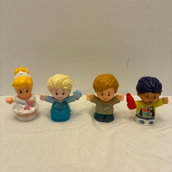 Fisher Price Little People Disney Figures Anna Bicycle Cinderella Toy Lot of 4 - Picture 1 of 16